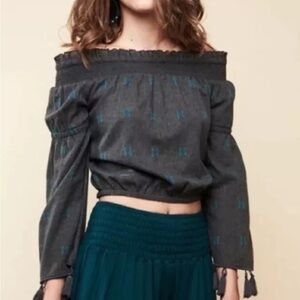 EARTHBOUND Off the Shoulder Tassel Blouse Top Boho Shirt Size XL